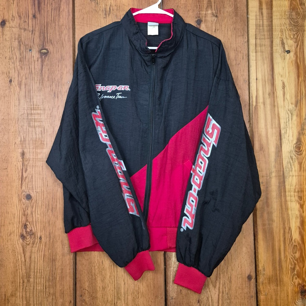 Vintage Snap-On Performance Team Racing Jacket XL Black Red Swingster USA Made